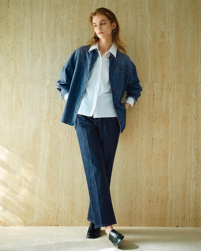 【25ss】　セオリーリュクス　Slate Denim Ivane Shirt Tops】Theory Luxe 25SS Slate Denim Ivane Shirt Shirt Long