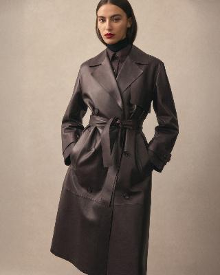 極美品　theory レディース　ピーコート　ブラック2 定価約14万円 一部店舗限定 Sleek Nappa Double Breasted Trench L | WOMEN