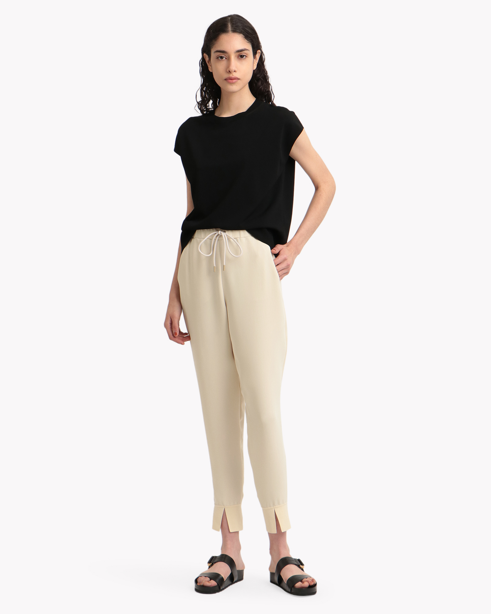 Crepe Combo Slouchy Jogger