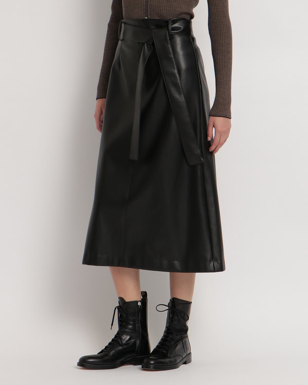 Bedford Faux Leather Belted A Line SK | WOMEN(レディース