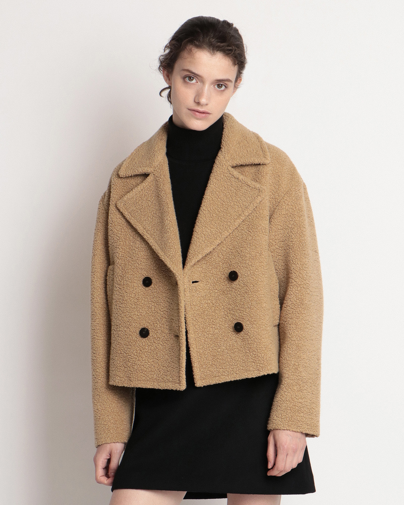 Teddy Fleece Faux Fur Peacoat