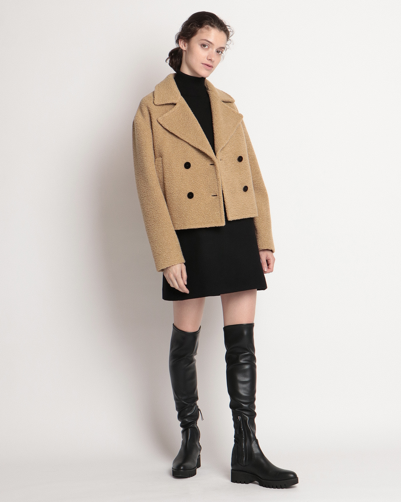 Teddy Fleece Faux Fur Peacoat