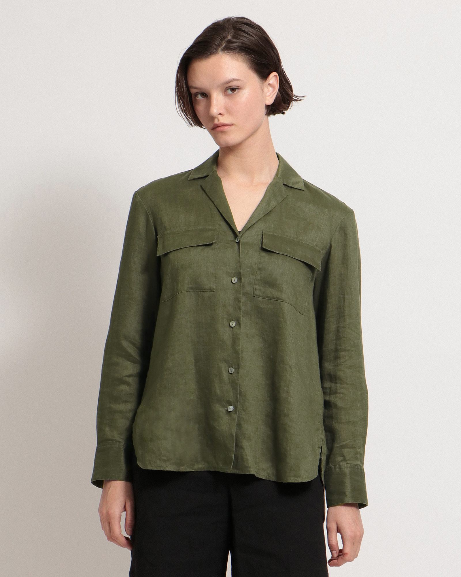 Relaxed Linen Notch Shirt | WOMEN（レディース）｜Theory 公式通販サイト