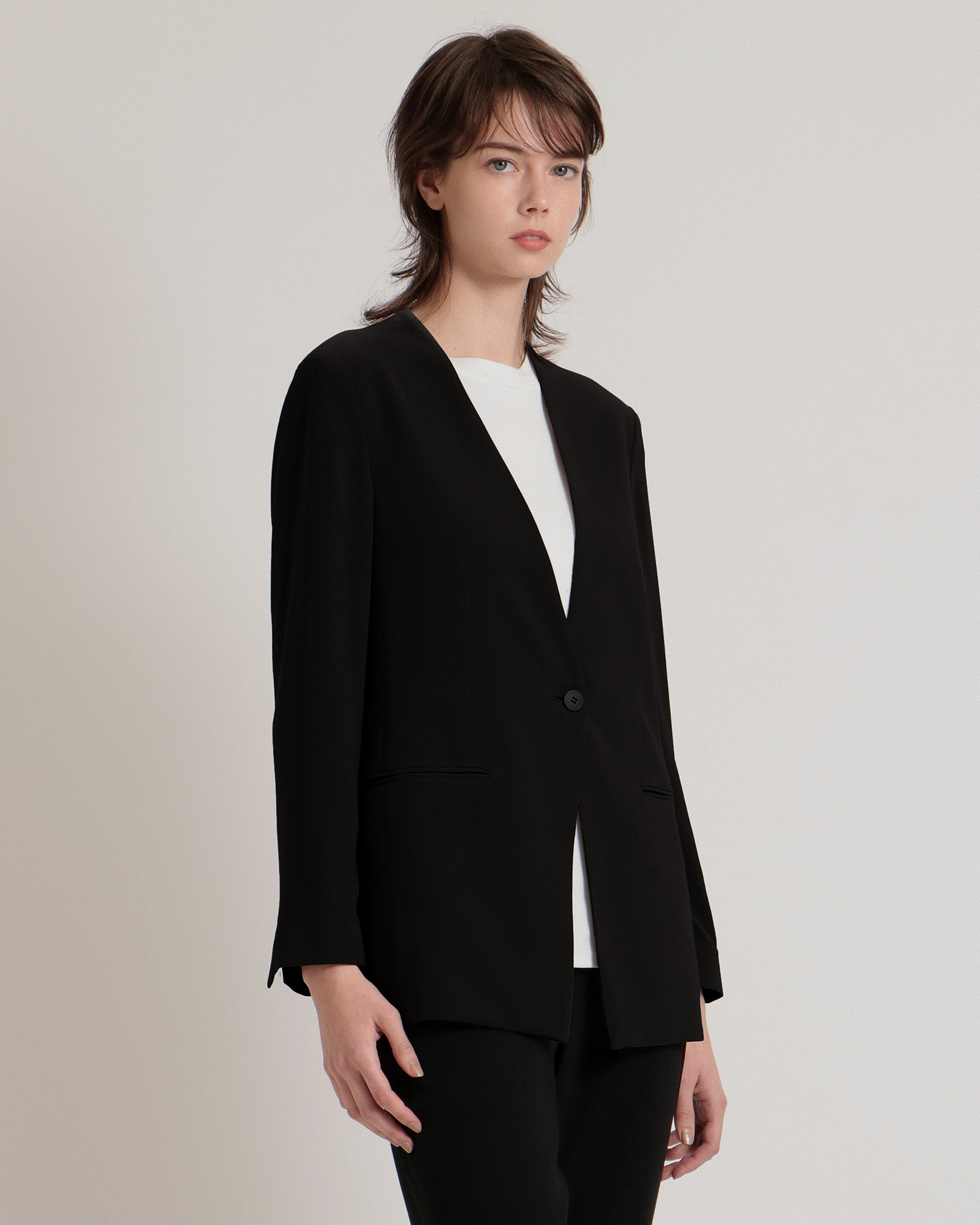 一部限定カラー Powder Crepe CL Collarless JK | WOMEN（レディース 
