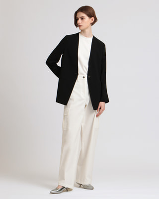 一部限定カラー Powder Crepe CL Collarless JK | WOMEN(レディース