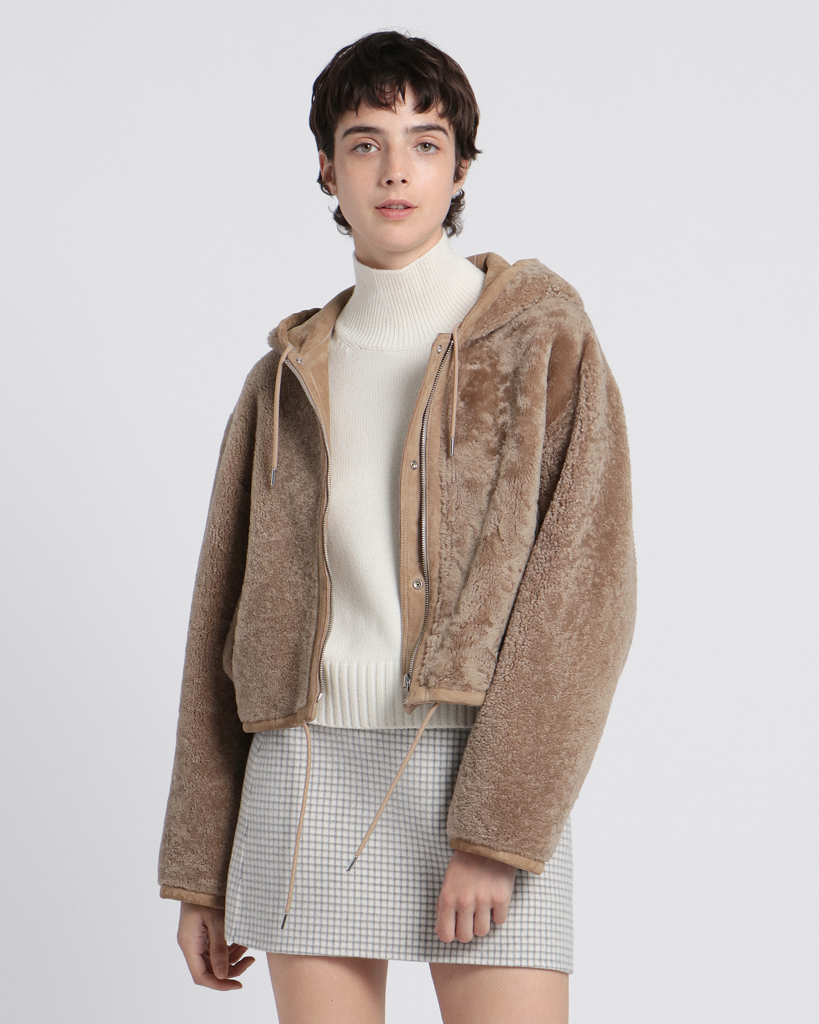 美品✨セオリー　Double Flannel Cropped Parka Curl Shearling Cropped Parka SH | WOMEN（レディース