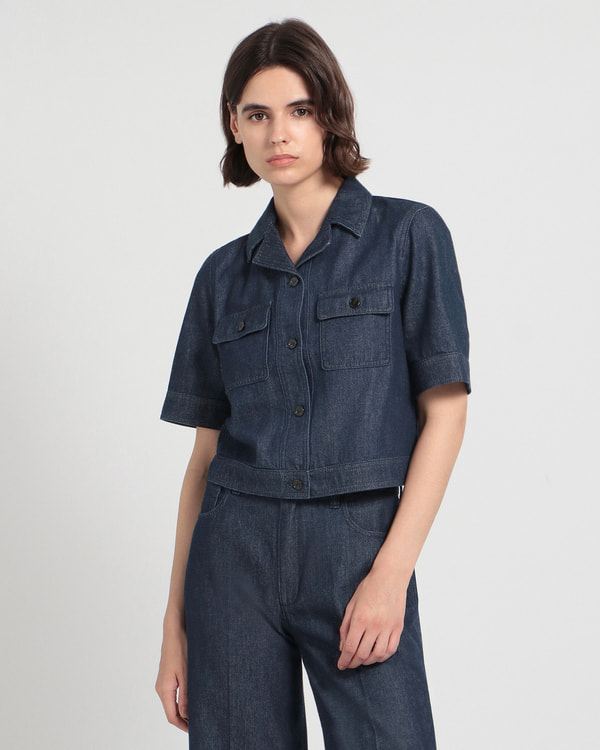 【Theory】一部店舗限定 Drape Denim SS Boxy Patch JK 【Theory】一部店舗限定 Drape Denim SS Boxy Patch JK