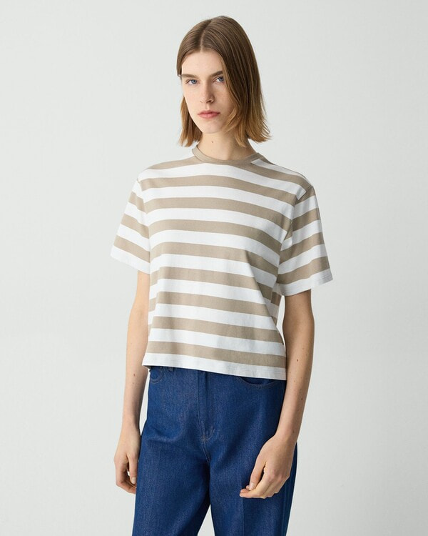【Theory】Wide Stripe Tee Boxy Crew Neck Tee 【Theory】Wide Stripe Tee Boxy Crew Neck Tee