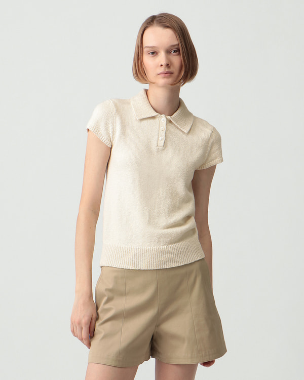 【Theory】一部限定カラー Wave Boucle Cap Sleeve Polo Shirt 【Theory】一部限定カラー Wave Boucle Cap Sleeve Polo Shirt