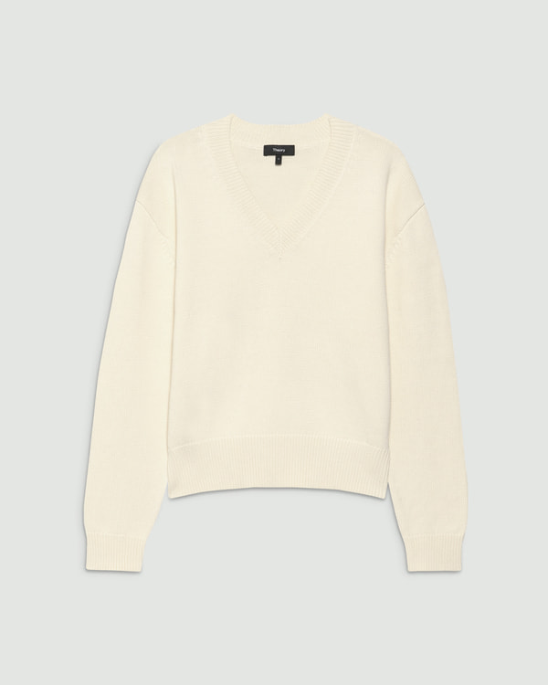 【Theory】Rounded Cotton Vneck Sweater 【Theory】Rounded Cotton Vneck Sweater