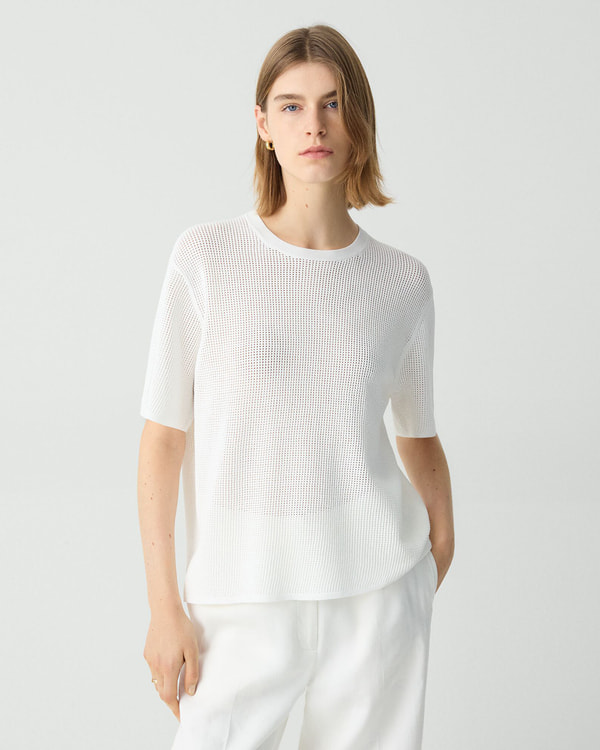【Theory】Wooster Crepe Knit Pointelle Tee 【Theory】Wooster Crepe Knit Pointelle Tee