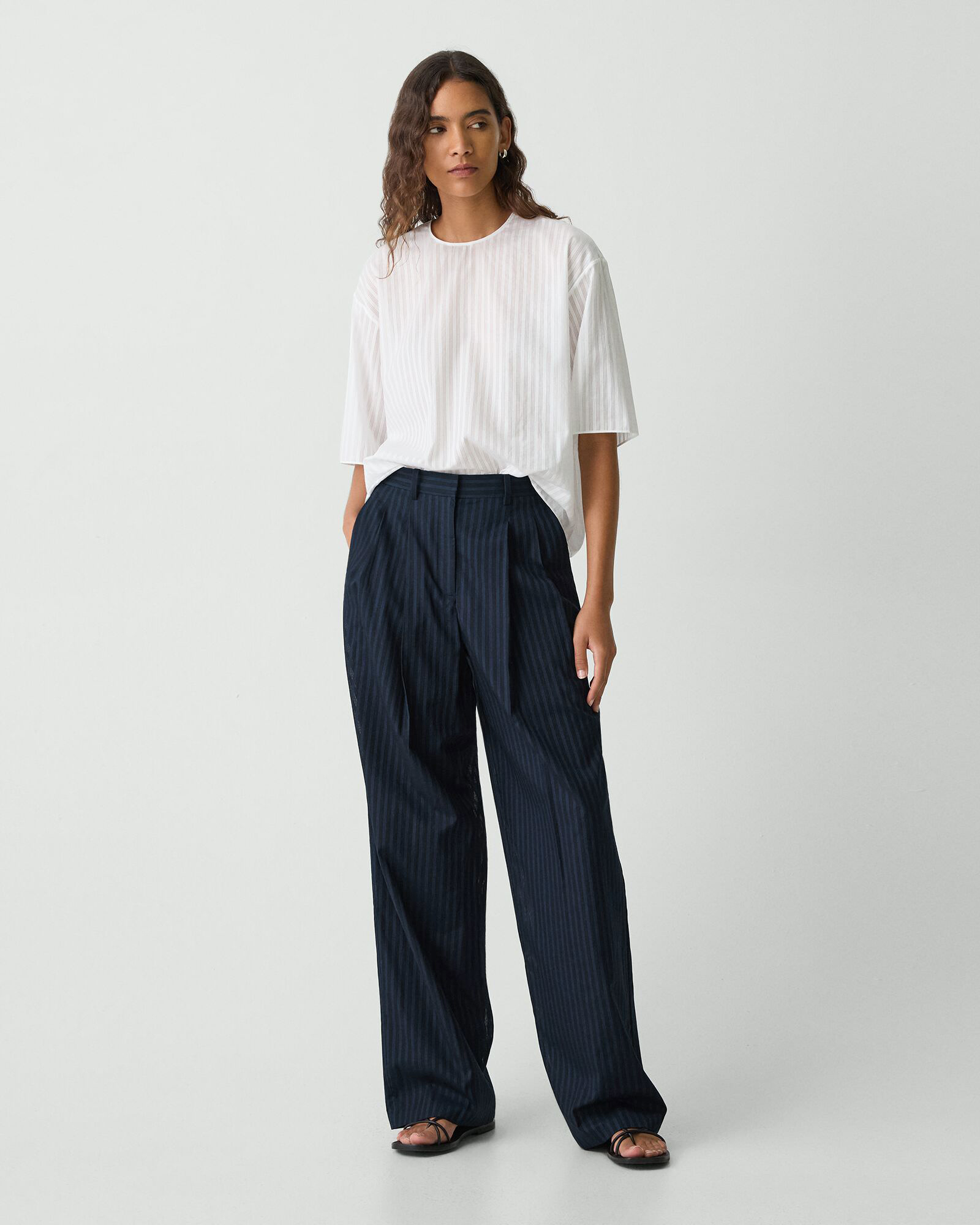 Theory  22ss リネン プルオンパンツ ブラック Theory luxe - Theory luxe 22ss リネンワイドプルオンパンツの