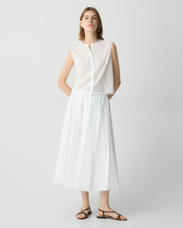 【Theory】Linear Cotton Irregular Pleat Skirt 【Theory】Linear Cotton Irregular Pleat Skirt