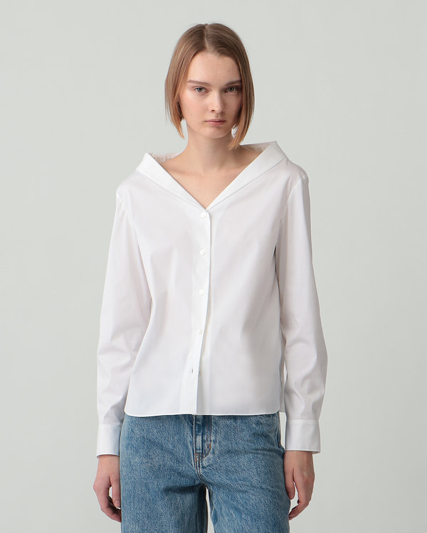 【Theory】Cotton Shirting Off Shoulder Blouse 【Theory】Cotton Shirting Off Shoulder Blouse