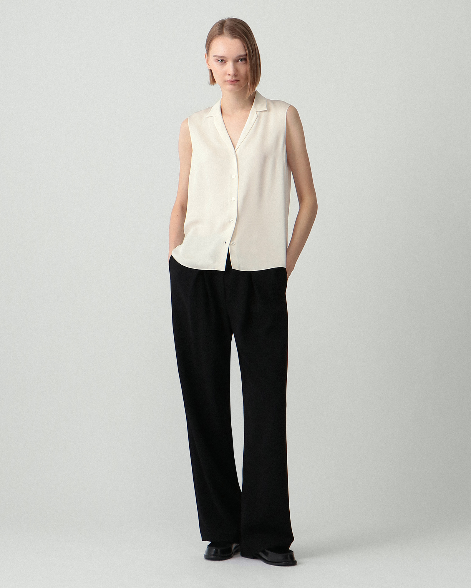 Modern Georgette Camp Collar Blouse | WOMEN（レディース