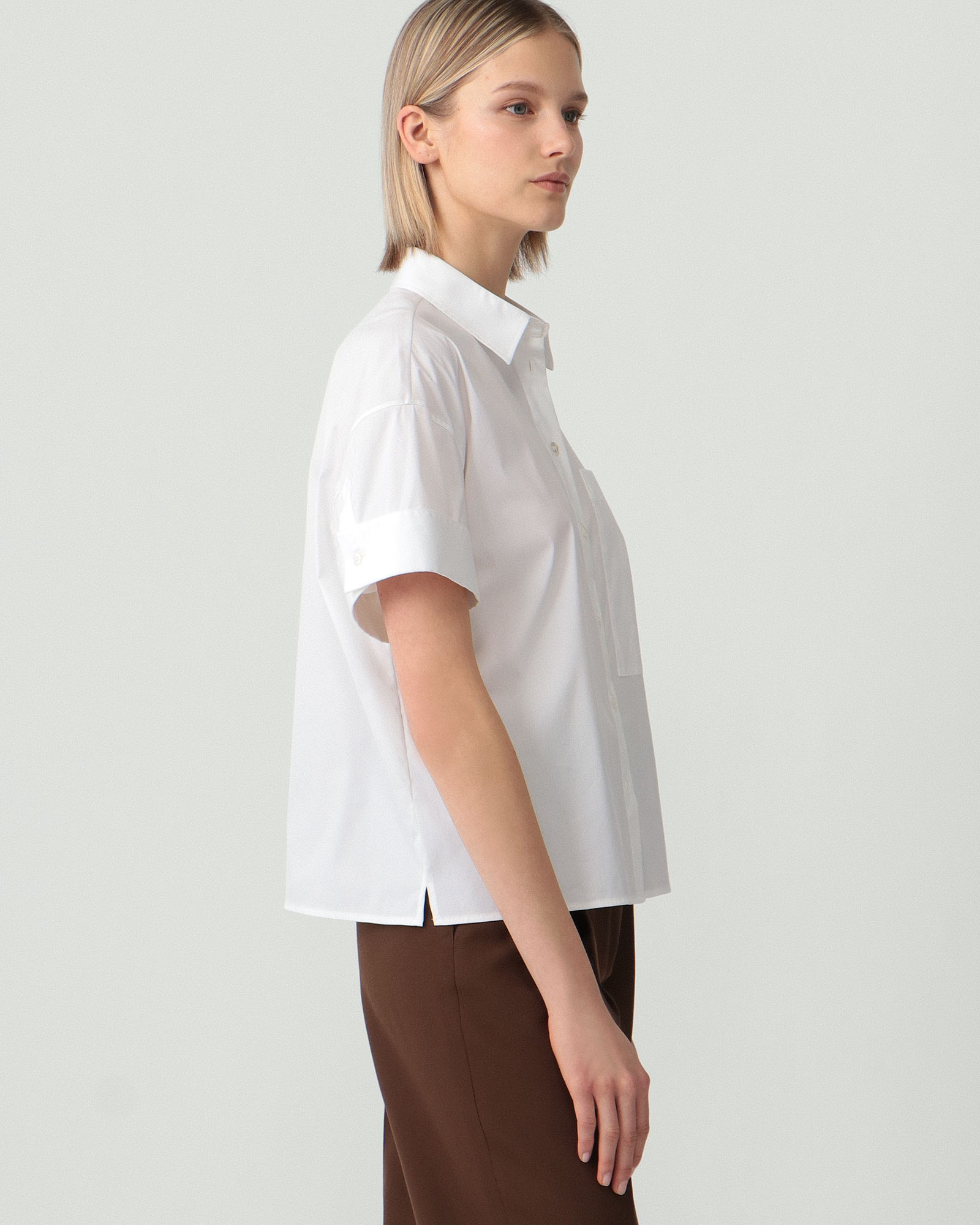 Cotton Shirting Short Sleeve Cuff Shirt | WOMEN（レディース