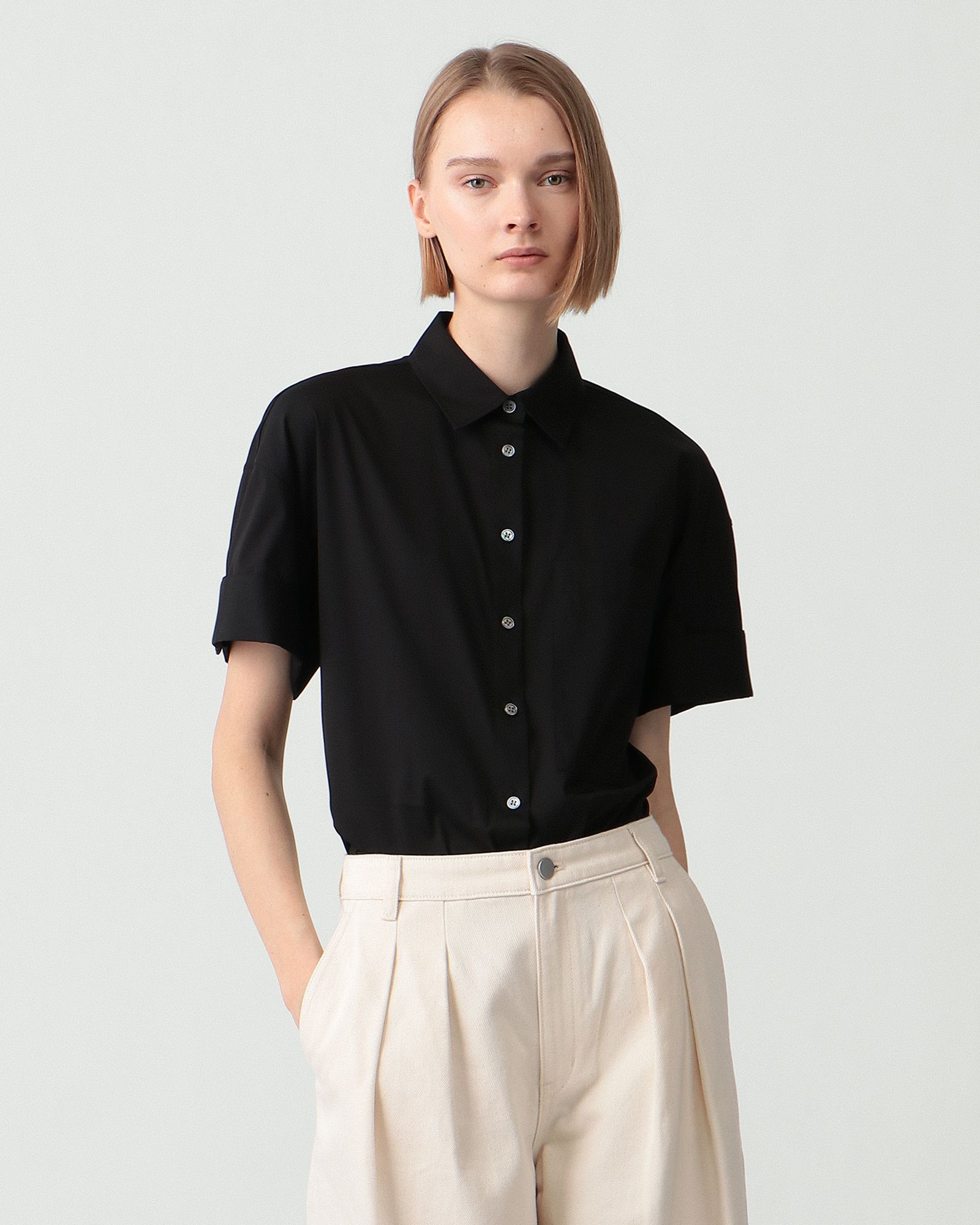 Cotton Shirting Short Sleeve Cuff Shirt | WOMEN（レディース