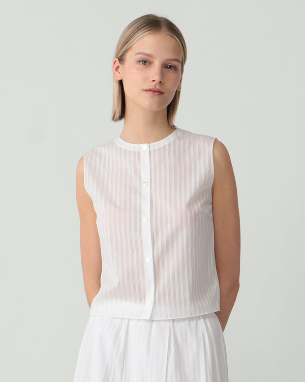 【Theory】Linear Cotton Button Shell Top 【Theory】Linear Cotton Button Shell Top