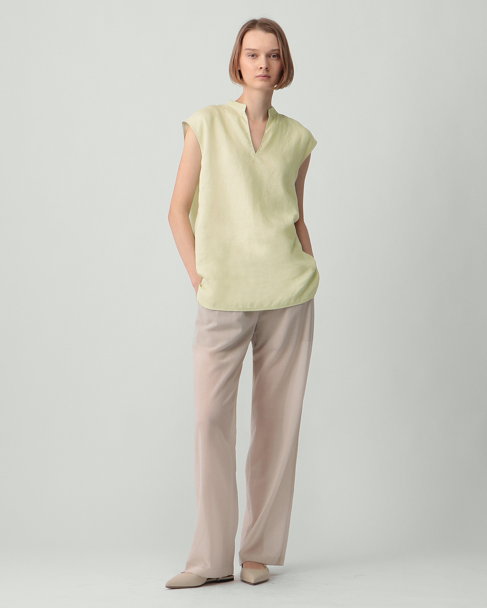 Relaxed Linen Slit Boxy Top | WOMEN（レディース）｜Theory