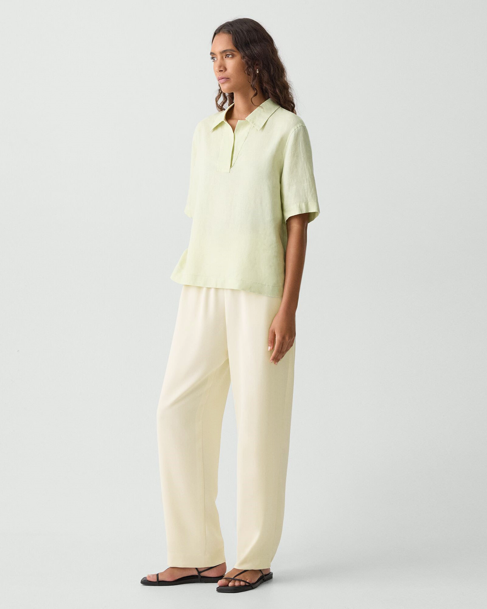 Satin Crepe Straight Pull On Pant | WOMEN（レディース）｜Theory