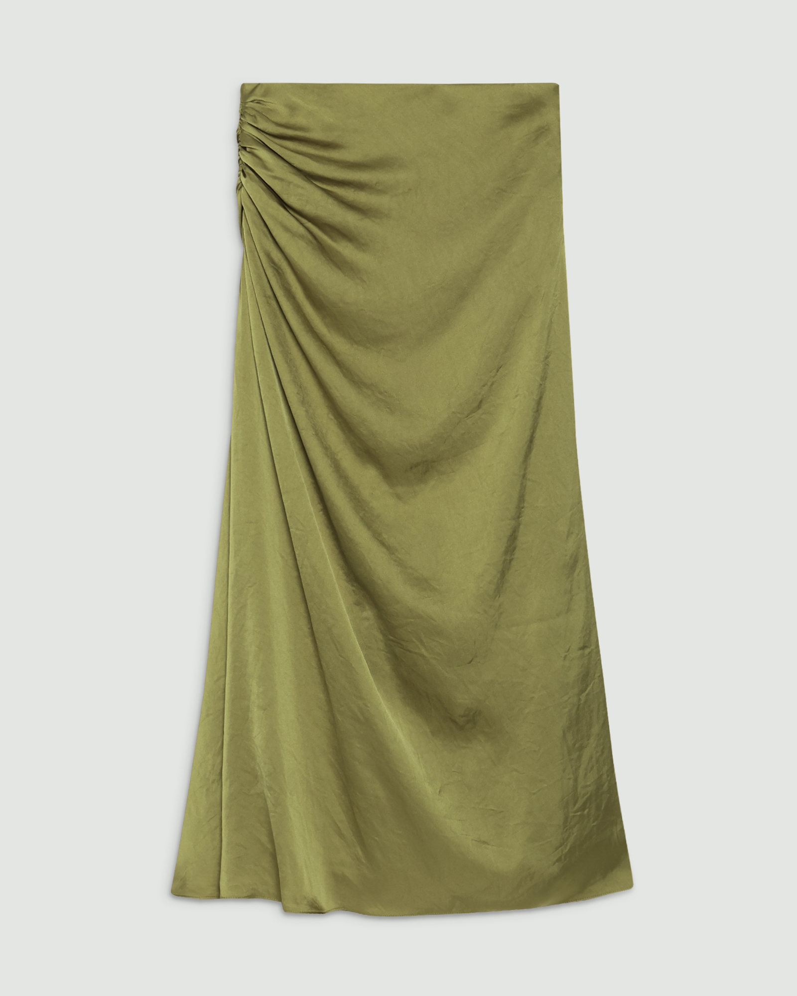 一部限定カラー Crushed Satin R Side Ruched Skirt | WOMEN