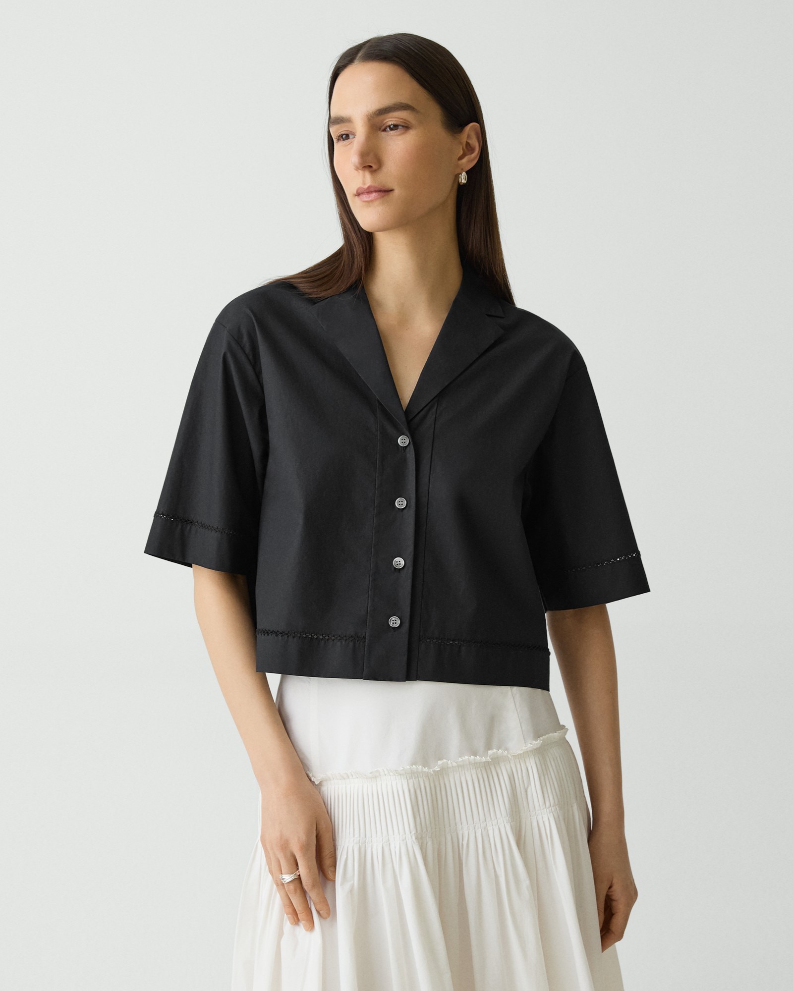 一部店舗限定 City Poplin Lapel Collar Shirt | WOMEN