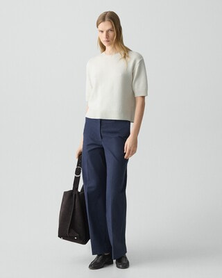 theory luxe 23SS ウォッシャブル ジップアップブルゾン 白 Mod Silk Twill Wrap Shirt | WOMEN（レディース）｜Theory 公式
