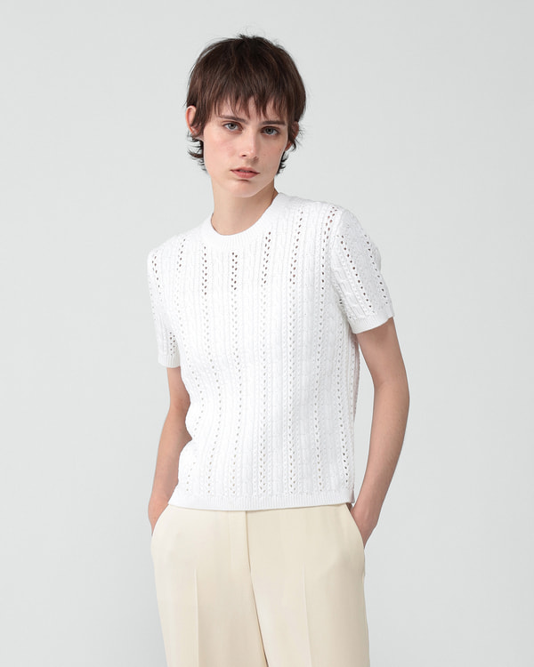 【Theory】Waverly Cotton Cabled Tee 【Theory】Waverly Cotton Cabled Tee