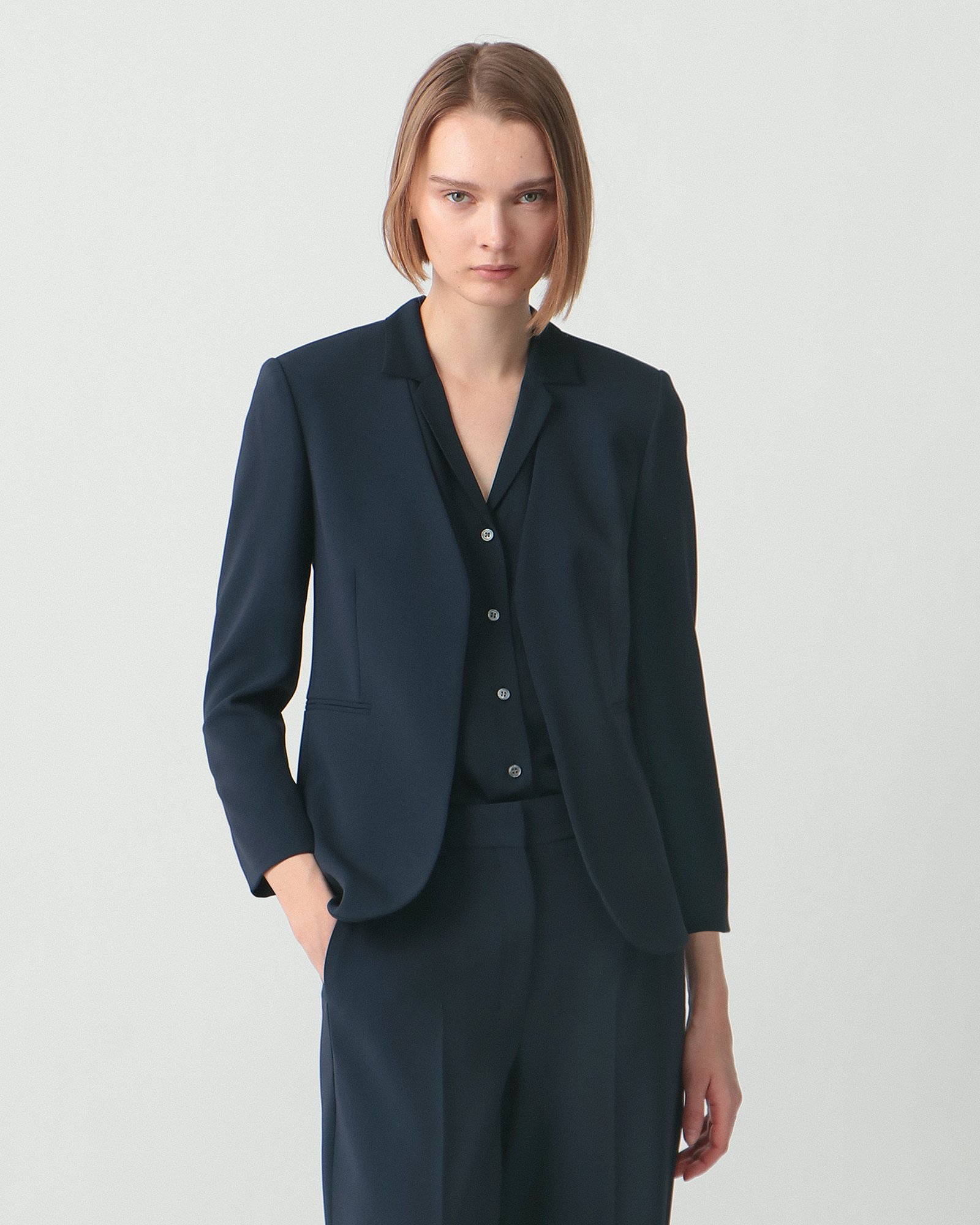 Theory luxe 日本製 ウール ストライプジャケット フレアパンツ 上下 Wool Hopsack Boxy Vest | WOMEN（レディース）｜Theory 公式