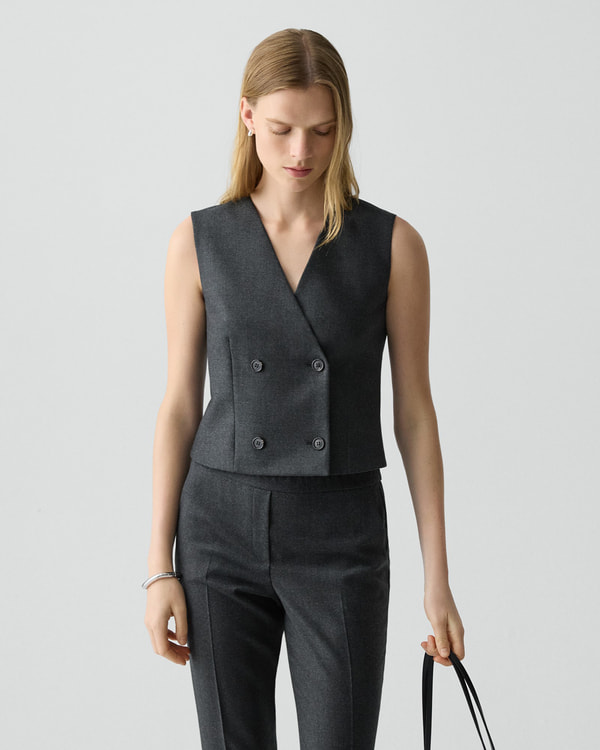 【Theory】Sleek Flannel Double Breasted Vest 【Theory】Sleek Flannel Double Breasted Vest