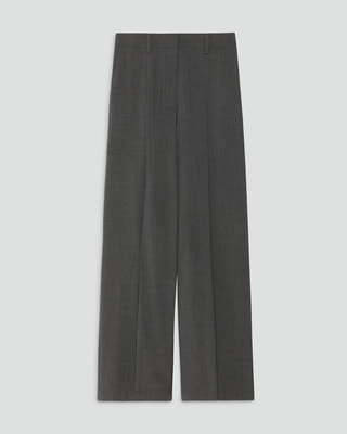 +(Plūs) Wide two-pleat trousers Dark gra 2/80 ORGANIC WOOL FLANNEL DOUBLE PLEATED WIDE TROUSERS, Forest