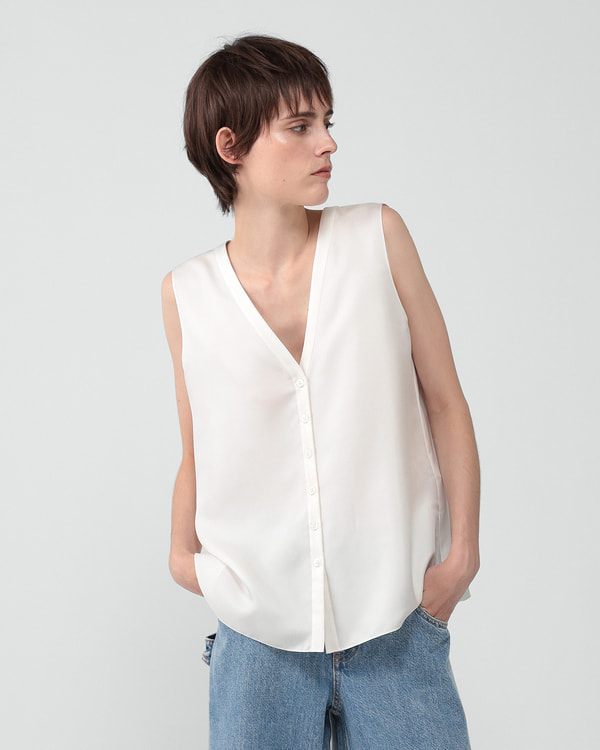 【Theory】《予約商品》 Mod Silk Twill Sleeveless Blouse 【Theory】《予約商品》 Mod Silk Twill Sleeveless Blouse