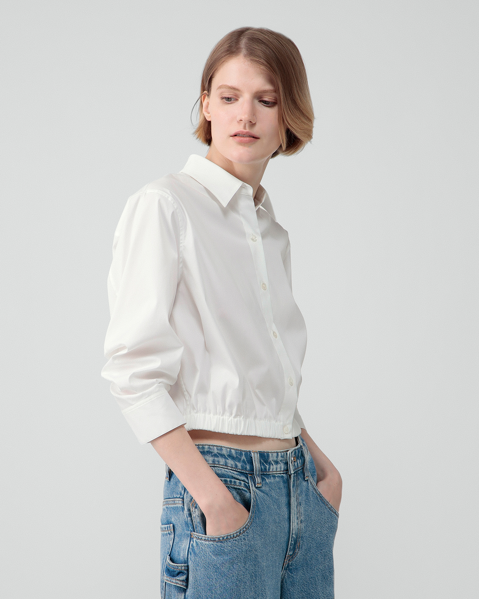 Cotton Shirting Fixed Sleeve Shirt | WOMEN（レディース）｜Theory