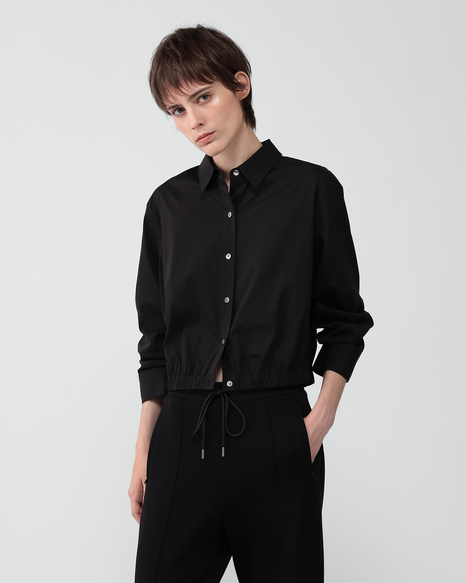 theory / 長袖シャツ/S/コットン/BLK/01-5308206-050-902 Cotton Shirting Fixed Sleeve Shirt | WOMEN（レディース）｜Theory