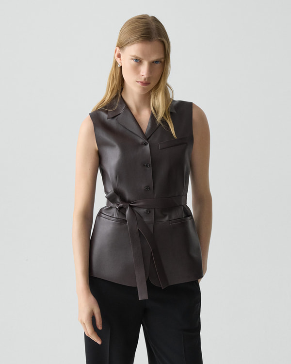 【Theory】一部店舗限定 Sleek Nappa Tie Waist Vest L 【Theory】一部店舗限定 Sleek Nappa Tie Waist Vest L
