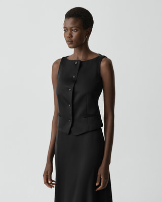 【美品】  theory / セオリー | BOXY OS VEST TWIST TWILL ボクシー ベスト ツイストツイル | S | ネイビー | レディース セオリー(Theory)公式通販 レディースファッション