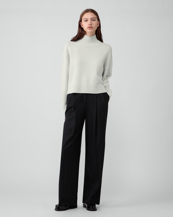 Theory 19aw ワイドクロップドパンツ D.HYGEN - Wool SCAB Broken Stripe Jacquard Wide Cropped