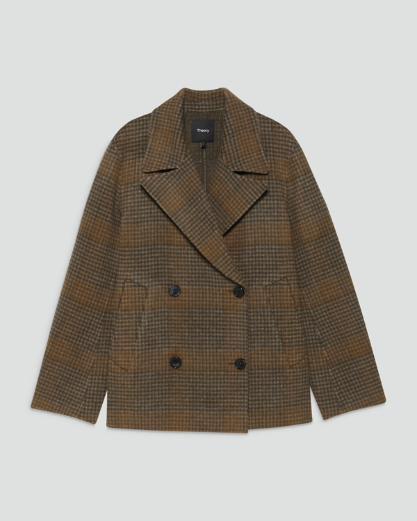 【Theory】Plaid Divide Peacoat 【Theory】Plaid Divide Peacoat