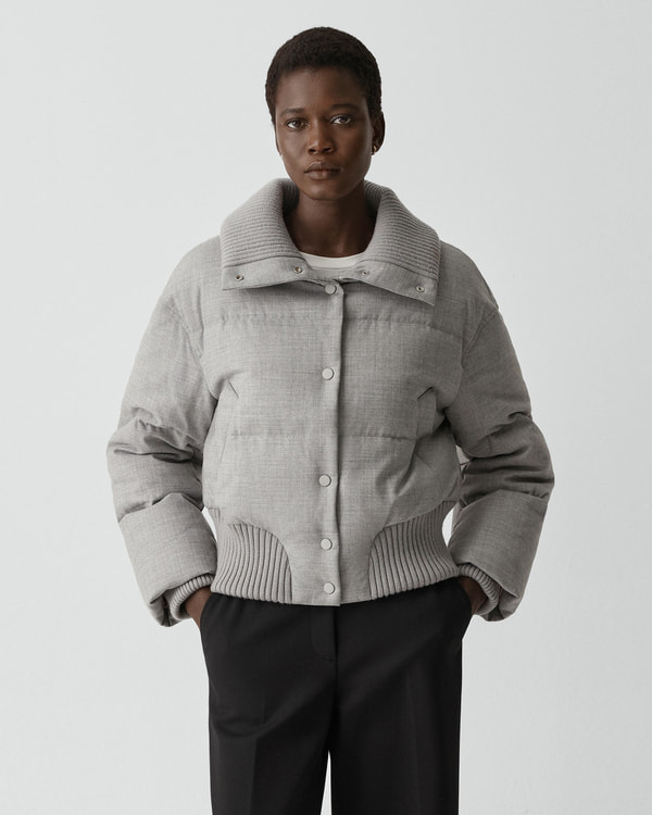 【Theory】Wool Pl Flannel Cozy Collar Puff 【Theory】Wool Pl Flannel Cozy Collar Puff