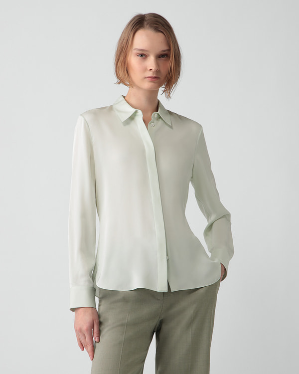 新品　タグ付き　Theory リボン付き長袖シャツ、サイズS シワになりにくい》リボンボウタイボリュームシャツ CROSS FUNCTION