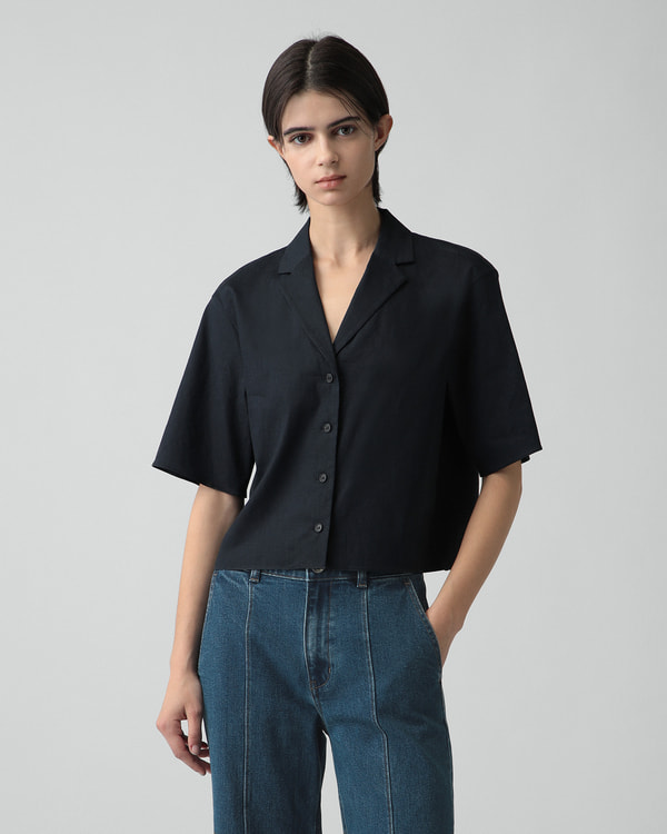 セオリー MOD SUIT WSO2/半袖 ブラウス レディース S ブラック/黒【中古】【新入荷】 ☆ Theory - セオリー MOD SUIT WSO2/半袖 ブラウス レディース S
