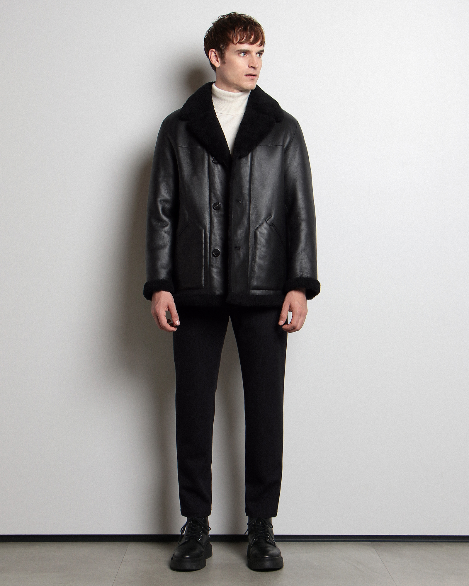 theyskens' theory ムートン黒ブラックコートジャケット