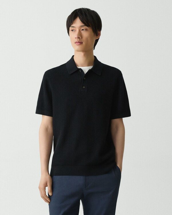 【Theory】Tactile Cotton Mesh Polo Sweater 【Theory】Tactile Cotton Mesh Polo Sweater
