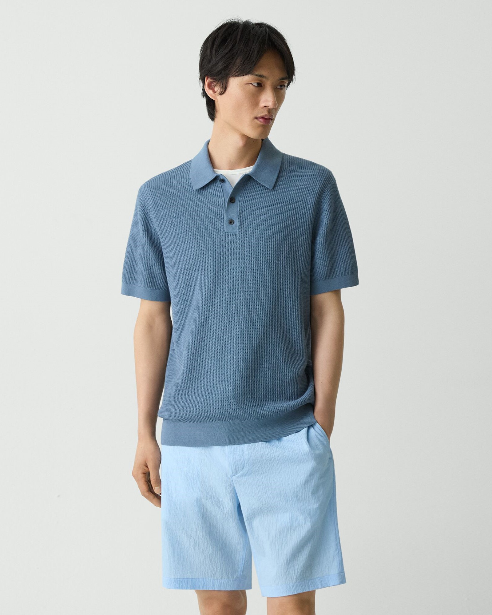 Tactile Cotton Mesh Polo Sweater | MEN | Theory [セオリー