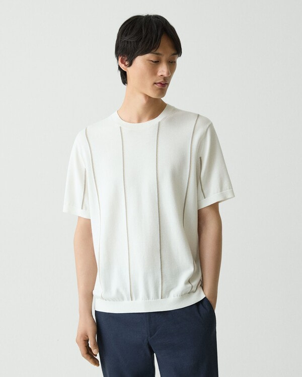 【Theory】Tactile Cotton Crewneck Stripe Sweater 【Theory】Tactile Cotton Crewneck Stripe Sweater