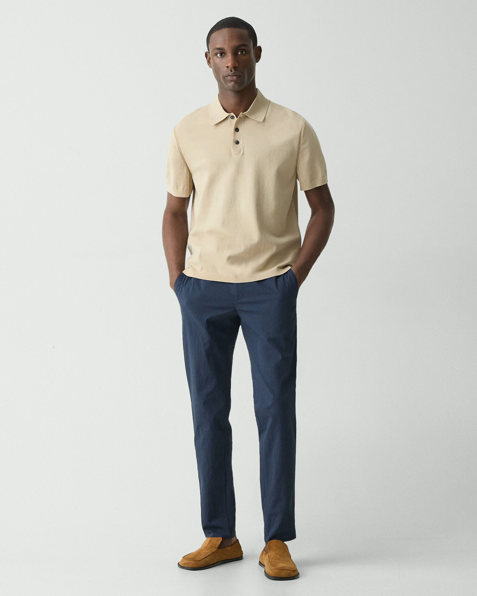 Cotton Light Twist Relax Polo Sweater | MEN | Theory [セオリー