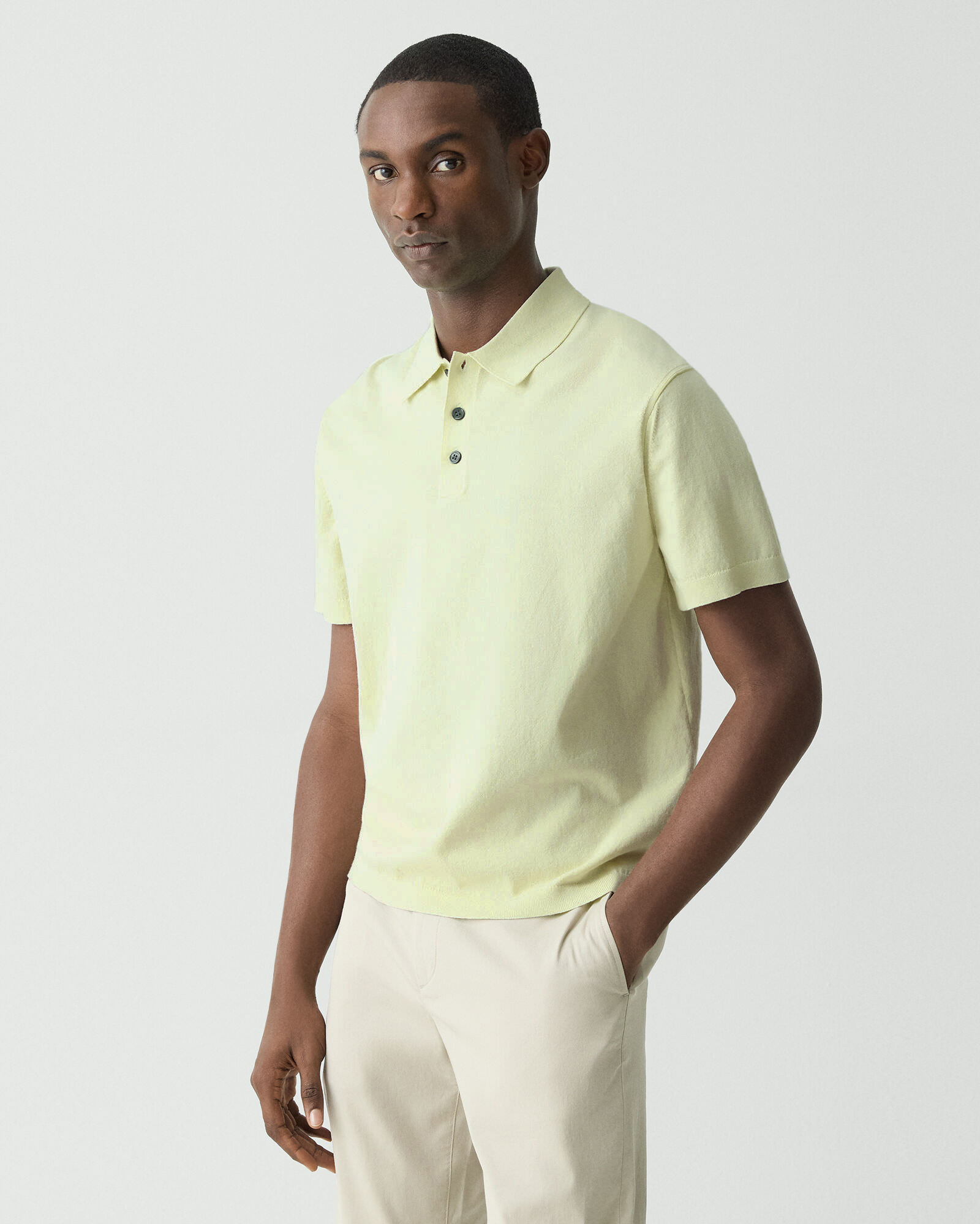 Cotton Light Twist Relax Polo Sweater | MEN | Theory [セオリー