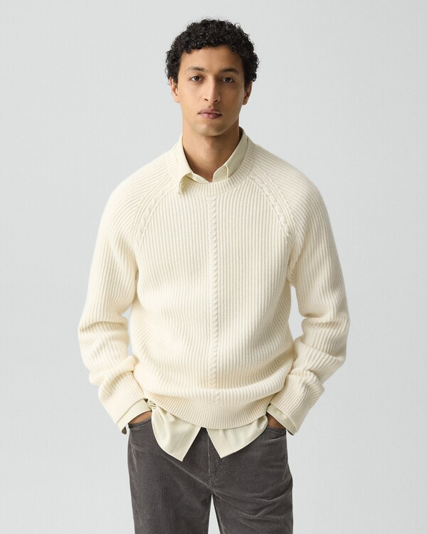 セオリー メンズ ニット・セーター アウター Riland Cable Knit Sweater in Light Bilen セオリー ニット（メンズファッション）の通販
