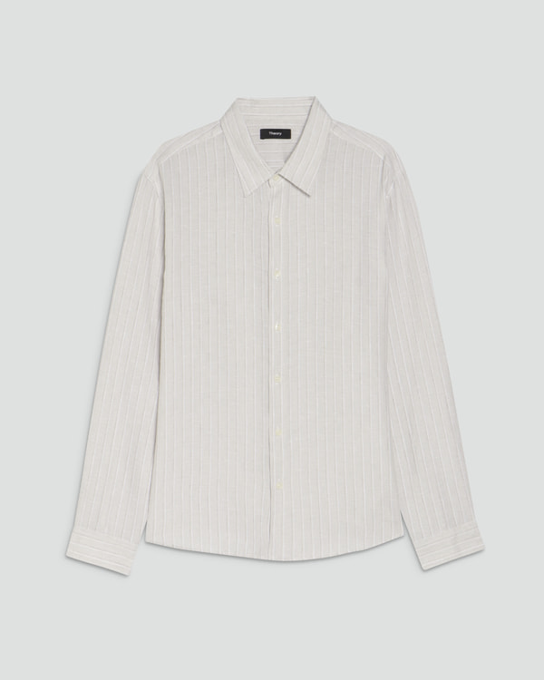 Theory 21ss リネンシャツジャケット Theory｜リネン混ノーカラージャケット