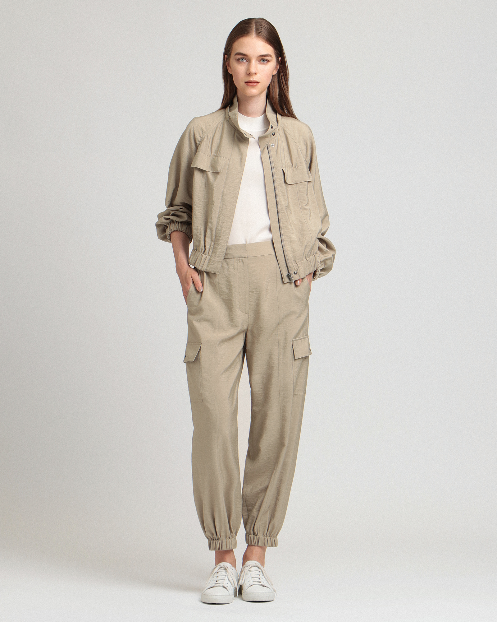 Theory luxe 19aw タック入りフルレングスパンツ 330ベージュ レディース